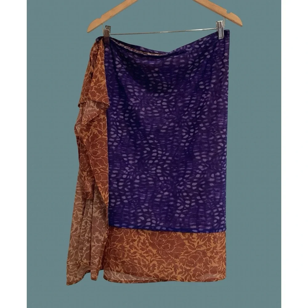 Dries Von Noten Sheer Layered Purple & Orange Skirt Boho Indie Skirt NWT Sz L